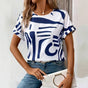 T-Shirt met Ronde Hals en Abstracte Print voor Dames