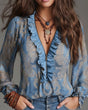 Retro Ruffle Mouw Blouse voor Vrouwen