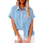 Blouse van Linnenmix met Korte Mouw voor Dames