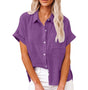 Blouse van Linnenmix met Korte Mouw voor Dames