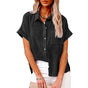 Blouse van Linnenmix met Korte Mouw voor Dames