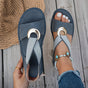 Platte Sandalen met Metalen Gesp voor Dames