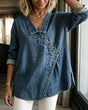 Lapel Lange Mouwen Blouse voor Vrouwen