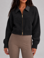 Gebreid Vest met Leren Kraag voor Dames