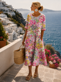 Elegante Midi Jurk met Bloemenprint voor Dames