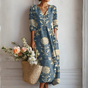 Linnen Midi Jurk met Bloemenprint voor Dames