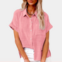 Blouse van Linnenmix met Korte Mouw voor Dames