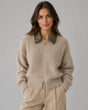 Gebreid Vest met Leren Kraag voor Dames