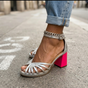 Sandalen met Open Neus en Blokhak voor Dames