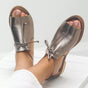 Leren Sandalen met Metallic Bandjes voor Dames